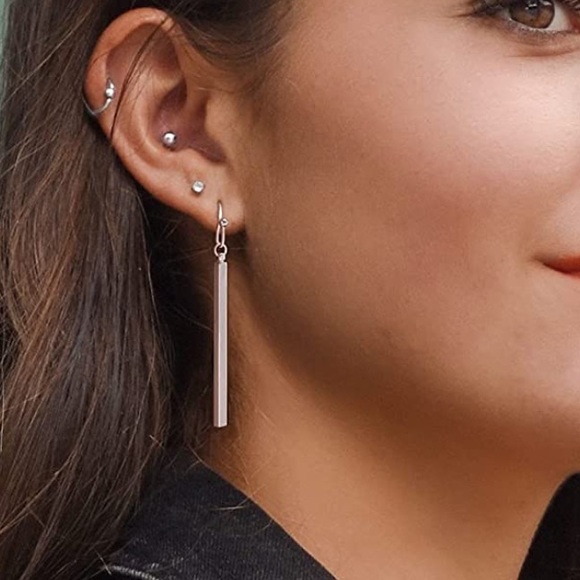 Necklace & Earrings Simple Karma Pull Through w/Bar Set - Picture 5 of 6